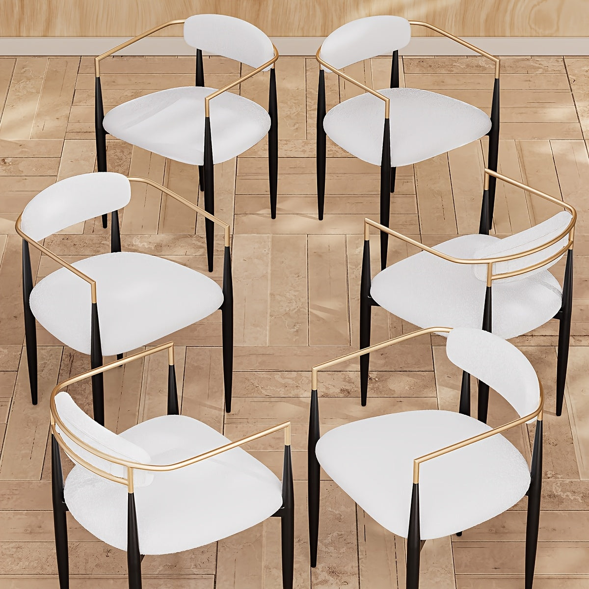 Morden Fort Black Modern Dining Chairs, Boucle Armchair Set Of 2 For Kitchen, Reception Room, Living Room, Bedroom, Restaurant