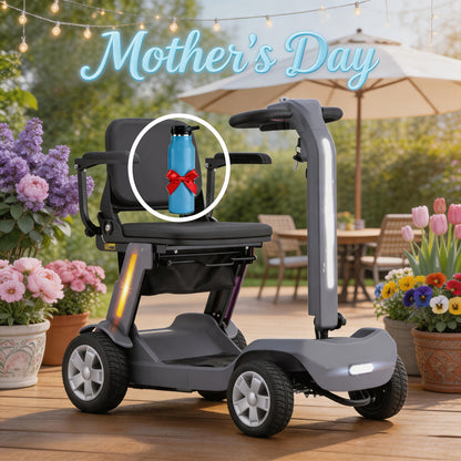 4 Wheel Electric Scooter for Adults & Seniors, 300W, 24V12Ah Battery, 4MPH Max Speed, 10Mile Range, Lightweight Foldable Scooter Electric with LED Lights, Storage Bag & Charger, No Assembly, Free Insulated Cup Gift Random Colors