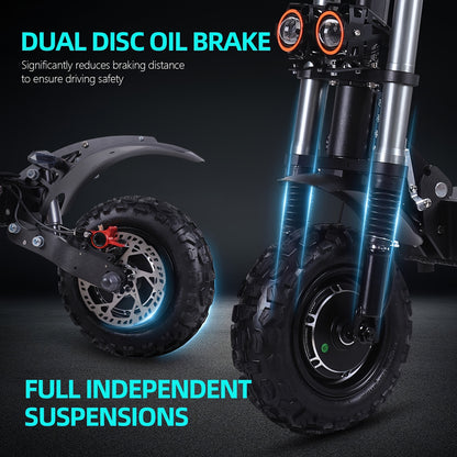 High-powered Electric Scooter With Seat | Top Speed of 19 Mph, 700W Motor, Supports Dual Charger Charging, Ultra-long 60-mile Range, 60V38AH Lithium Battery, 11-inch Off-road Tires, Adult Electric Scooter