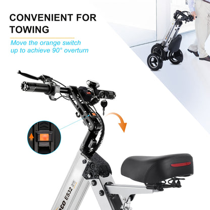 Compact Electric Trike for Grown-Ups, 3-Wheeled Mobility Scooter Featuring a Seat And Reverse Function, 10-Inch Air Tires, Lightweight Vehicle for Outdoor Adventures