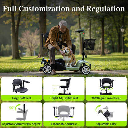 250W Foldable Electric Scooter, 24V 15.5Ah Battery, Offers A 14-17 Mile Range And Speeds Of 5-6 Mph. It Features Tires, Supports 300 Lbs, And Includes A Charger, Phone Holder, And Tool Kit, Ideal For Senior Shopping Trips.Best Holiday Gift