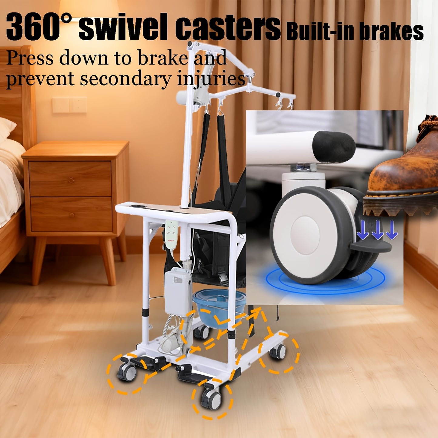 Household And Automotive Lifting Mobile Equipment | Adjustable Height/Base Width, Manual Operation, Sturdy Backrest to Prevent Falls, Standing Aid And Support Frame, Equipped with Seat Belts And Armrests