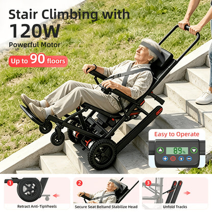 Nihhcune 15 Miles Long Endurance, Adult Intelligent Electric Wheelchair, Intelligent Controller, Stair Climber, Lightweight, One-step Folding And Unfolding, Can Be Put In The Trunk, High-power Motor, Strong Climbing Force, Anti-rollover Device