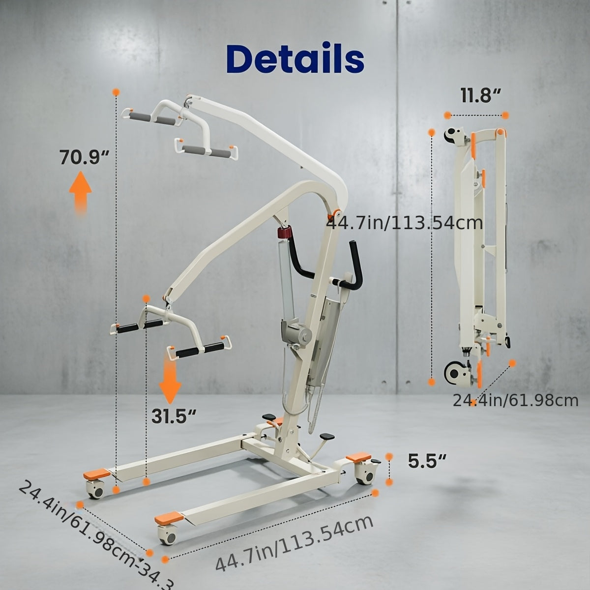 Folding Electric Lift, Through Body Transfer Lift with AY02, Lift Chair Lift Assist for The Elderly, Lift The Elderly from The Floor, Easy to Disassemble, 440LBS Weight