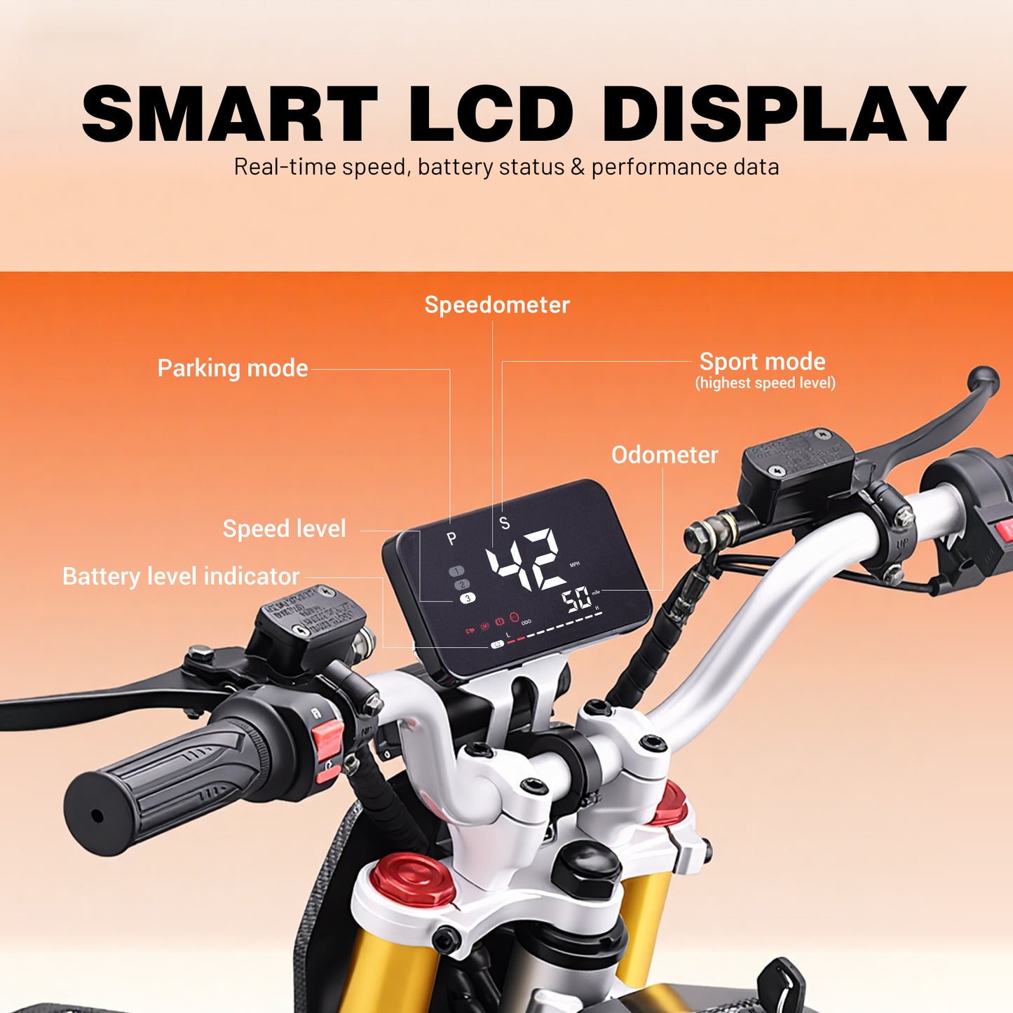 Powerful 3000W Electric Dirt Bike for Adultsand Teens, All-Terrain Off-Road Motorcycle - 8-inch alloy wheels, heavy-duty frame, LEDheadlights, 250 lbs maximum load, suitable fordrifting and off-road riding