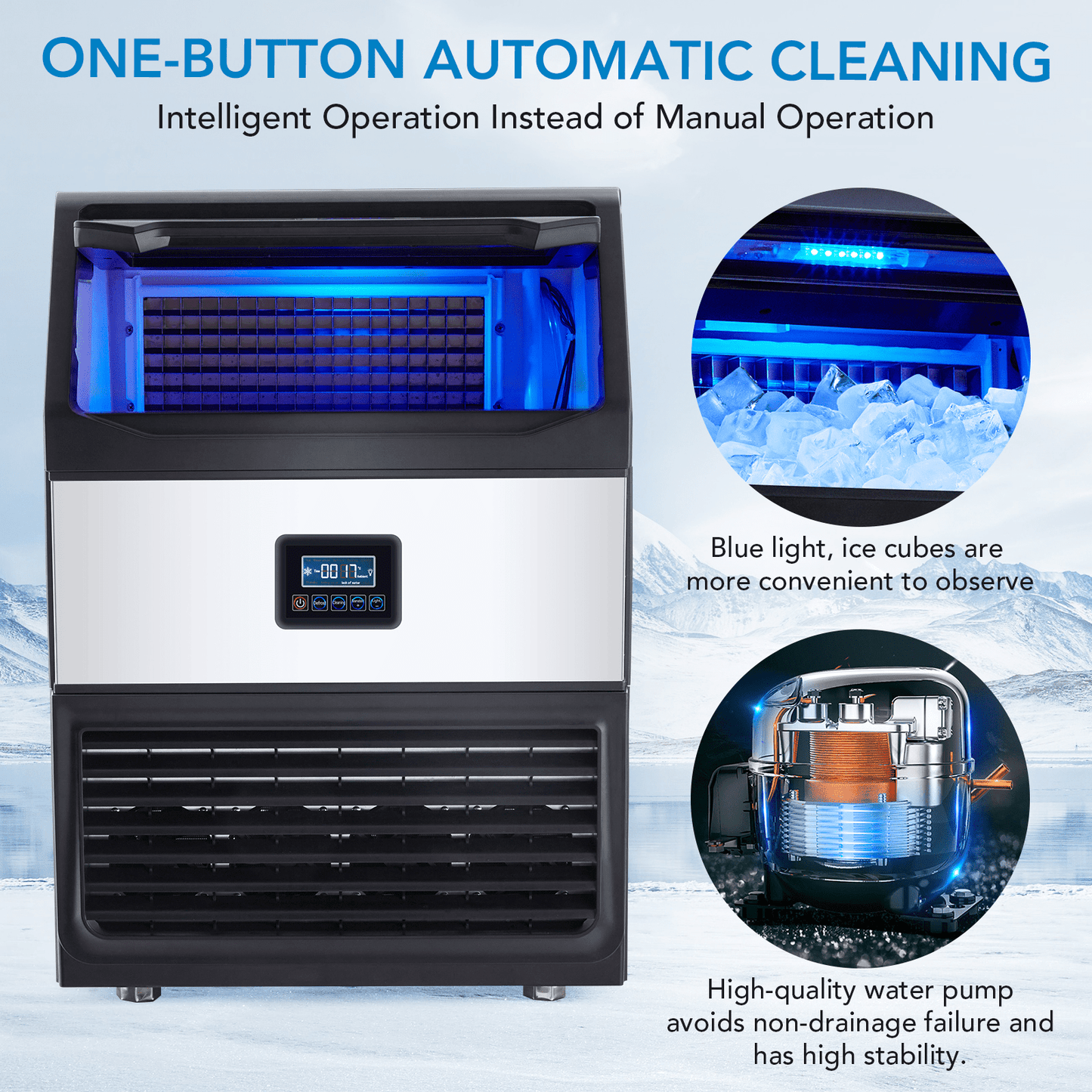 Countertop Ice Maker with Smart Control Panel, Durable and Stylish Design for High-Efficiency Ice Production