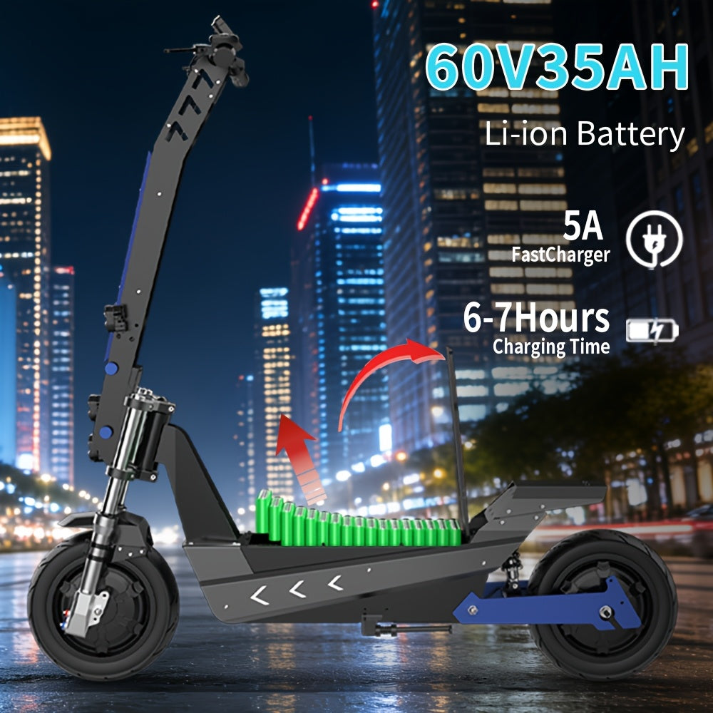 Electric Scooter, Brushless Motor, 35Ah 11-Inch Tires, 3-Speed Range of about 50 Miles, Long-Range Electric Scooter, 330Lbs Weight Capacity, Suitable for Urban Commuting, Outdoor Camping And Adventure Travel, Adult Surprise Birthday Gift
