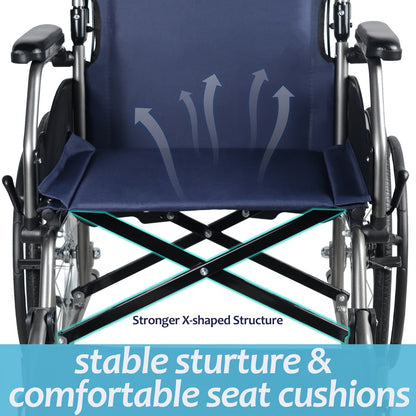 Multi-function Manual Wheelchair with Handbrake, Adult Wheelchair, Light Foldable Wheelchair, 20-inch Rear Wheel, Foldale Pedal, for Seniors