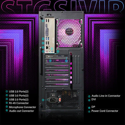 Gaming PC Computer Desktop, Core i7 8th Gen up to 4.1GHz, GeForce RTX 3050 6G, 16G DDR4, 1T SSD, WiFi 6, BT 5.2, RGB Fan x6, Windows 11 Home