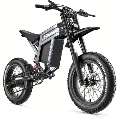 S900 Electric Mountain Bike 60 V 30 Ah Hydraulic Oil Brake 7 Speed Gears 20 X 4.0 Wide Tyre Double Shoulder Shock Absorber Adult Mountain Electric Motorcycle Bike