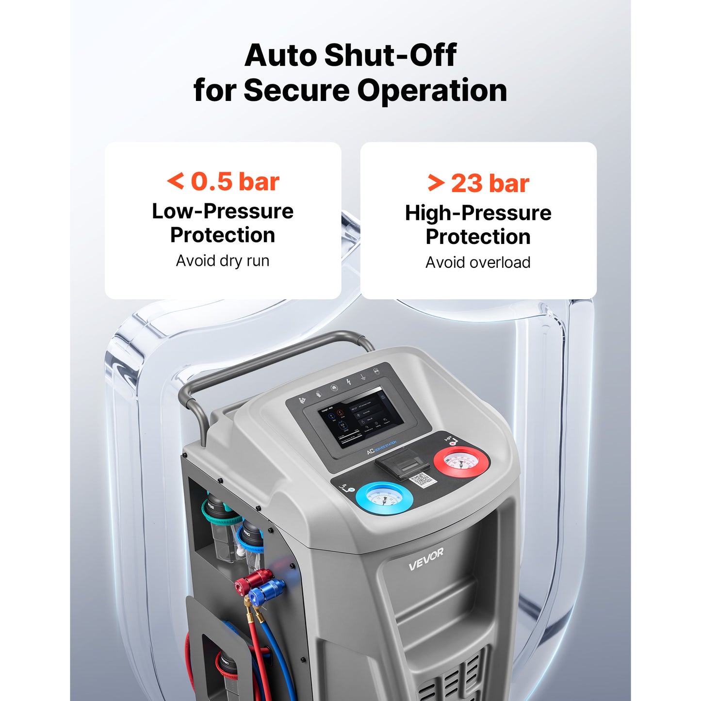 Fully Automatic Refrigerant Recovery Machine for 1234yf, ≥98.5% Accuracy, 7-Inch Touch Screen, AC Recovery, Vacuum, and Recharging Machine for Standard and High Voltage Automotive A/C Systems