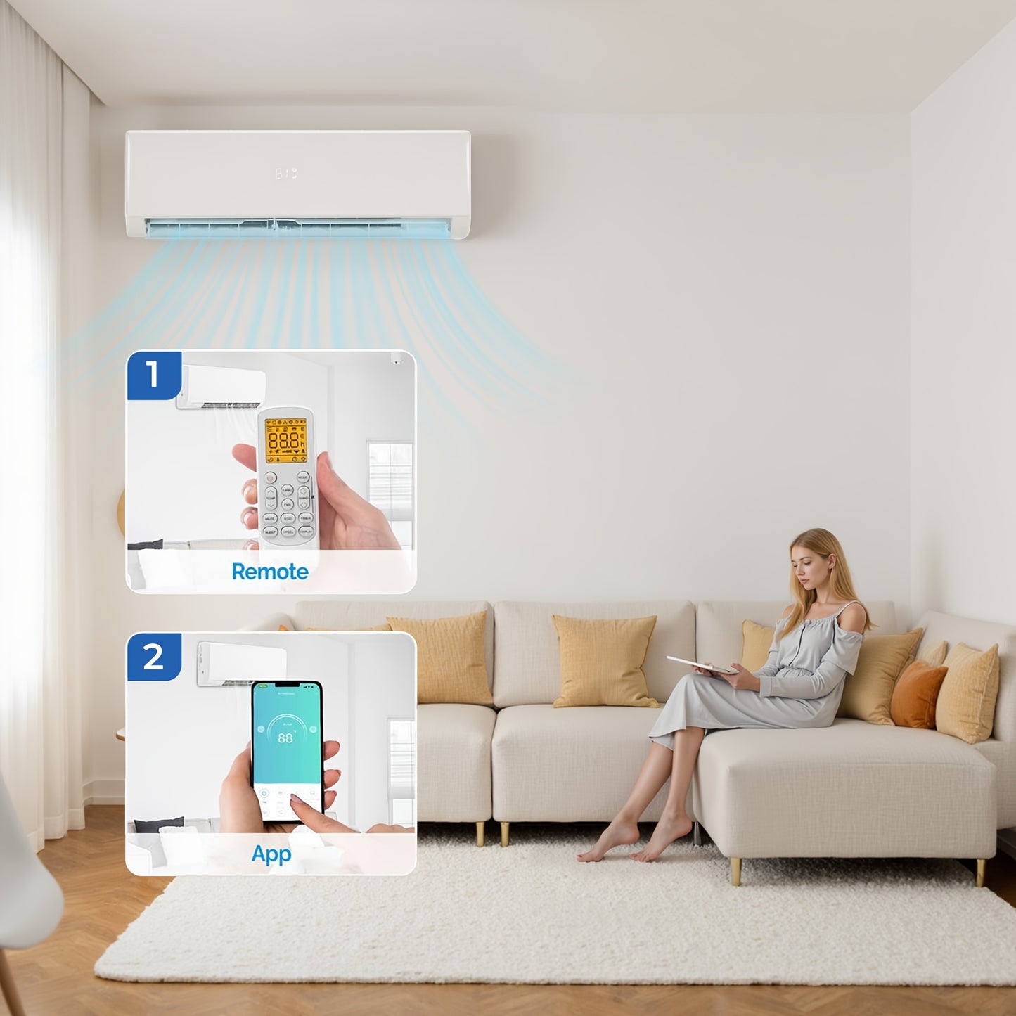18, 000 BTU 21 SEER Mini Split Air Conditioner with Inverter Technology, 230V/ 60Hz Smart Operation, Quiet Cooler & Heater, Perfect for Home