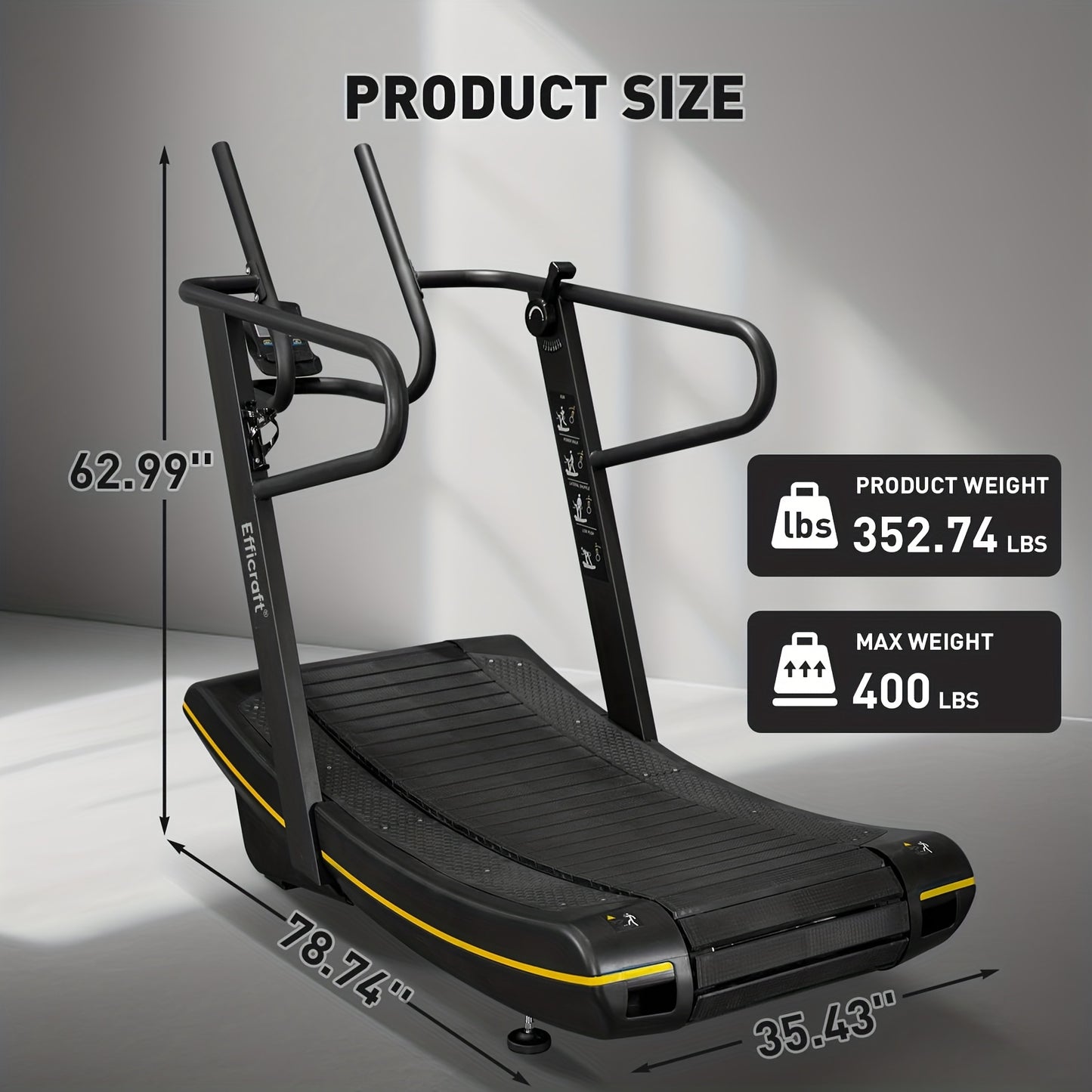 Manual Curved Treadmill, 8-Level Resistance, LCD Display, Non-Electric Fitness Equipment For Home & Gym, Cardio & Anaerobic Training