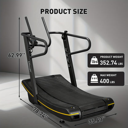 Manual Curved Treadmill, 8-Level Resistance, LCD Display, Non-Electric Fitness Equipment For Home & Gym, Cardio & Anaerobic Training