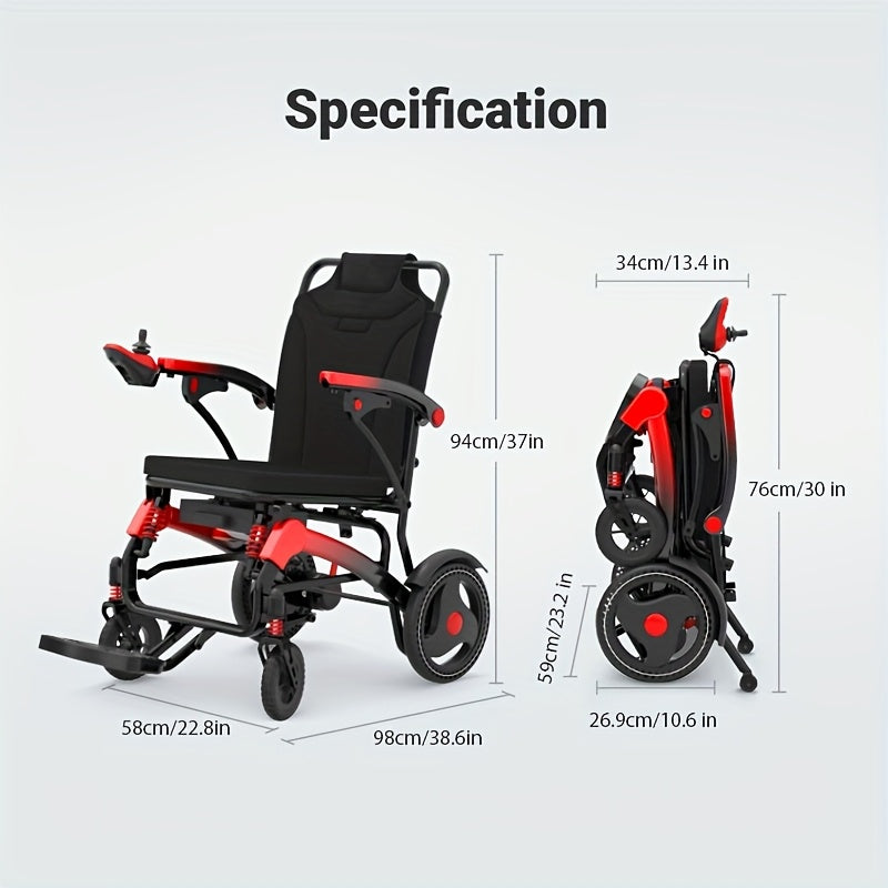 Portable Electric Wheelchair - 39-lb Ultra-Lightweight Foldable Mobility Scooter with 18-Mile Range, 4-Wheel -Absorbing Design, No Assembly Required, Airplane-Friendly Chair w/Charger & Toolkit for Travel (s & Seniors)