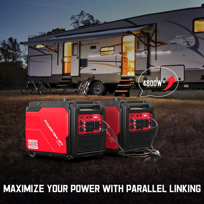 4800 Watt & 3600 Watt Gas Engine Generator for Camping & Emergencies - W/ CO Alarm, Portable, Low Noise, Inverter Generator