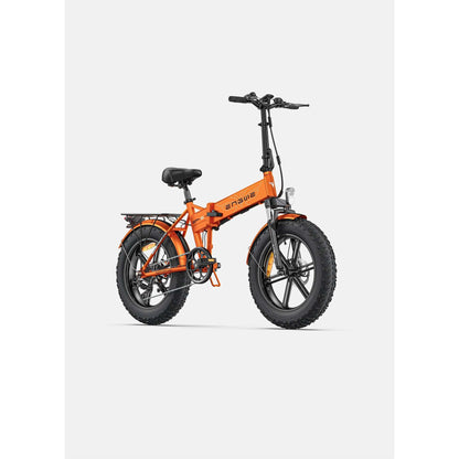 folding fat tire electric bike features a 750W motor, with 960W peak power, high-capacity lithium battery, and 20-inch all-terrain tires for versatile commuting.