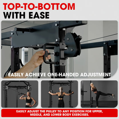 8-in-1 Power Rack Cage With 1500lb Capacity & Cable Crossover Machine - Multi-Function Squat Rack With J-Hooks, Dip Bars, And Landmine - Comprehensive Plate-Loaded Home Gym Equipment (Red)