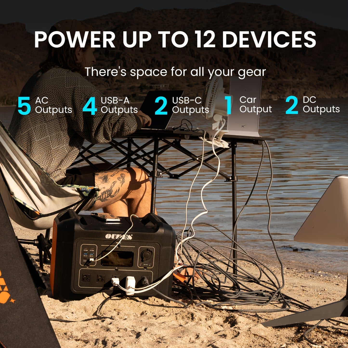 2400W 2232Wh Portable Power Station+240W Solar Panel Solar Generator LiFePO4 Battery, Pure Sine Wave AC Outlet, Solar Generator for Outdoors Camping Travelling And Emergencies Outdoor Generator