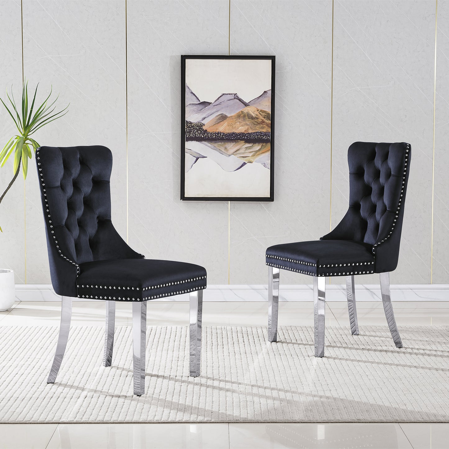 7 Piece Marble Dining Table Set, 70" Faux Marble Dining Table and Velvet Chairs for 6, 7 Piece Luxury Dining Room Table Set and 6 Upholstered Chairs with Stainless Steel Legs