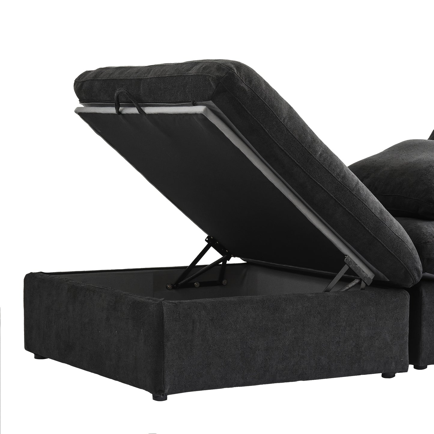 Cloud Modular Sectional Sofa With Storage Ottoman, 118.02" L Shaped Couch For Living Room, Down Filled Convertible Couch Deep Seat For Office Apartment, Covers Washable&Replaceable