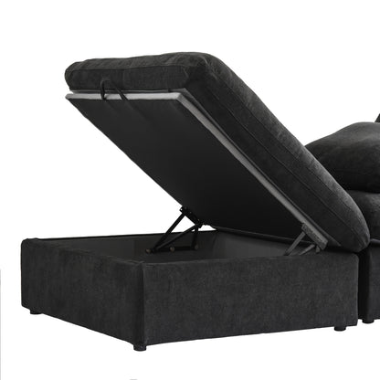 Cloud Modular Sectional Sofa With Storage Ottoman, 118.02" L Shaped Couch For Living Room, Down Filled Convertible Couch Deep Seat For Office Apartment, Covers Washable&Replaceable