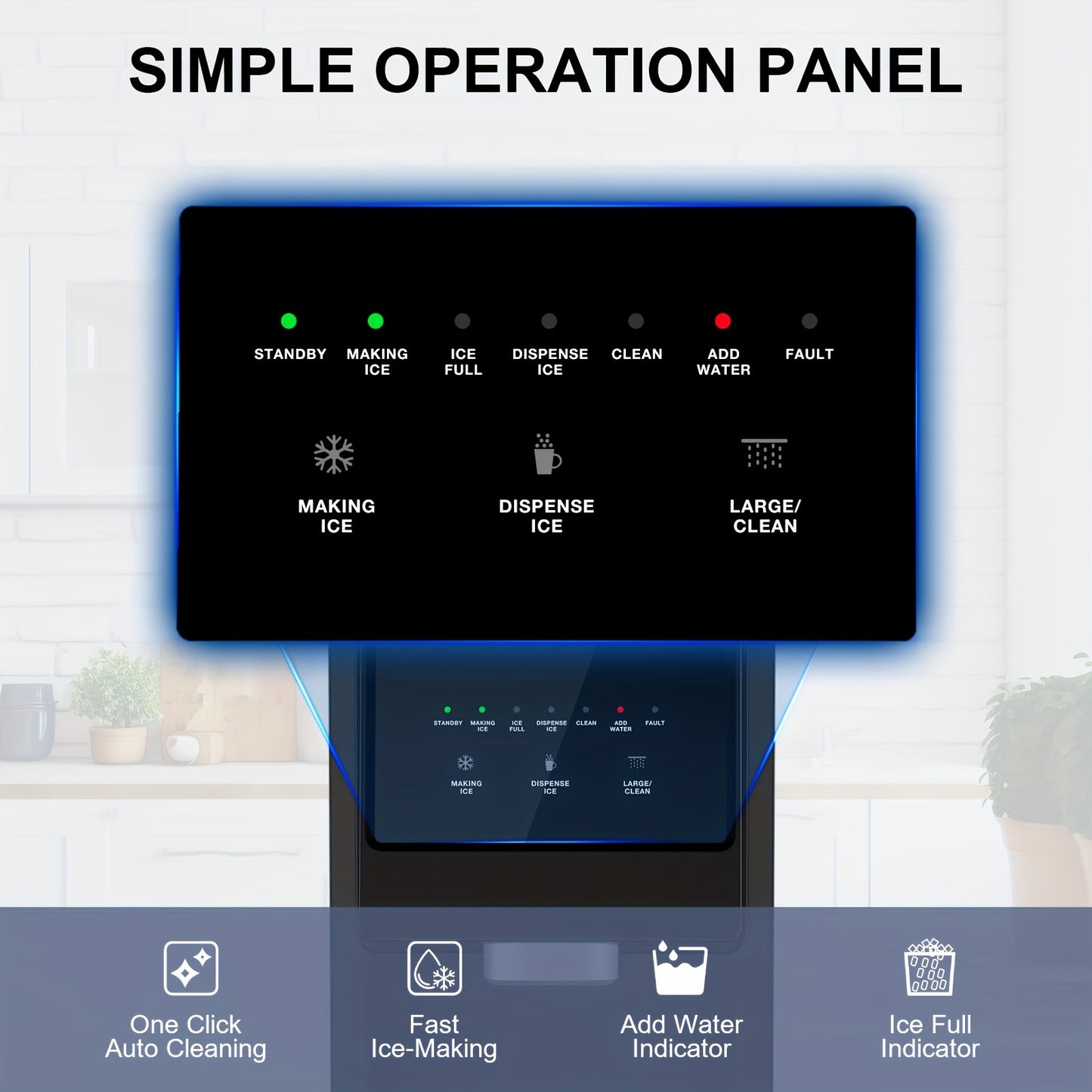 55 Lb. Daily Production Nugget Ice Cubes Countertop Ice Machine