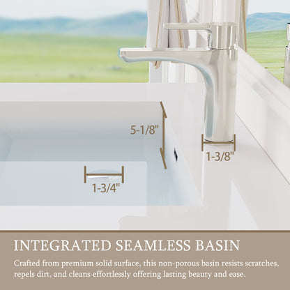 60" Modern Floating Wall-Mounted Bathroom Vanity with Double Sink - Natural Oak Wood, Large Storage & Soft-Close Drawers, One-Piece White Resin Countertop Sink, Space-Saving Design, Easy Install (Faucet/Drain Not Included)