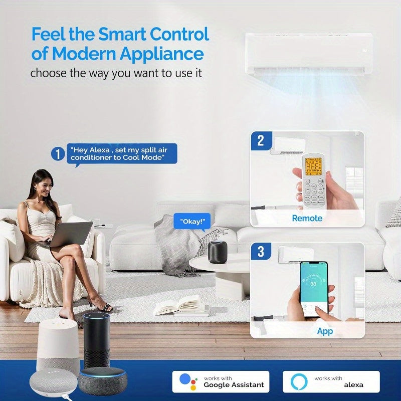 20000 BTU Dual Zone WIFI Mini Split AC/ Heating System, 20 SEER2 2 Zone 9000+12000BTU Ductless Split Air Conditioner with Pre-Charged Condenser, Heat Pump & 25Ft Copper Line Set, 208-230V