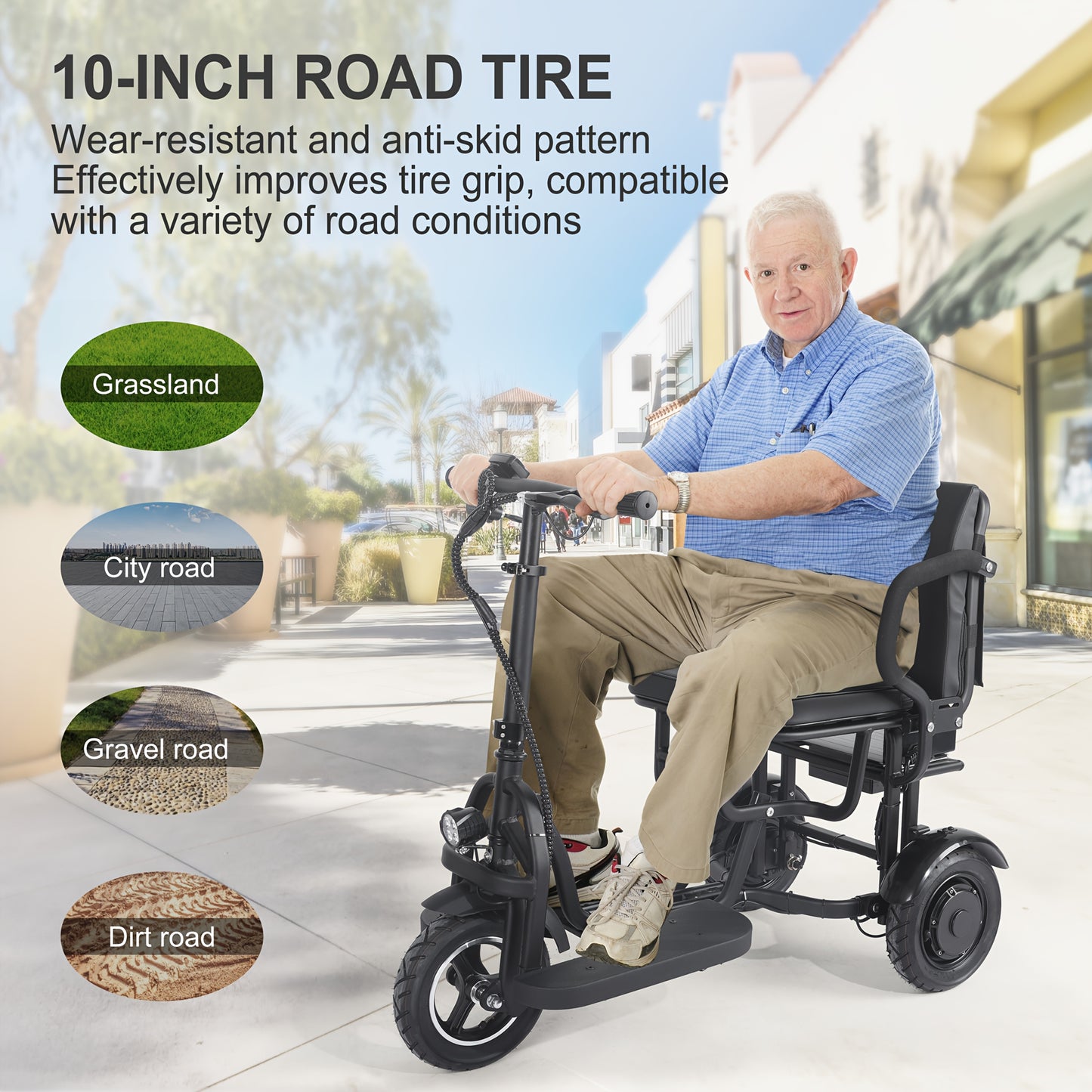 3 Wheel Electric Scooter For Seniors, 500W Dual Motor Lightweight Folding Mobility Trike, 300 Lbs Capacity, Airline Approved Removable Battery For Travel