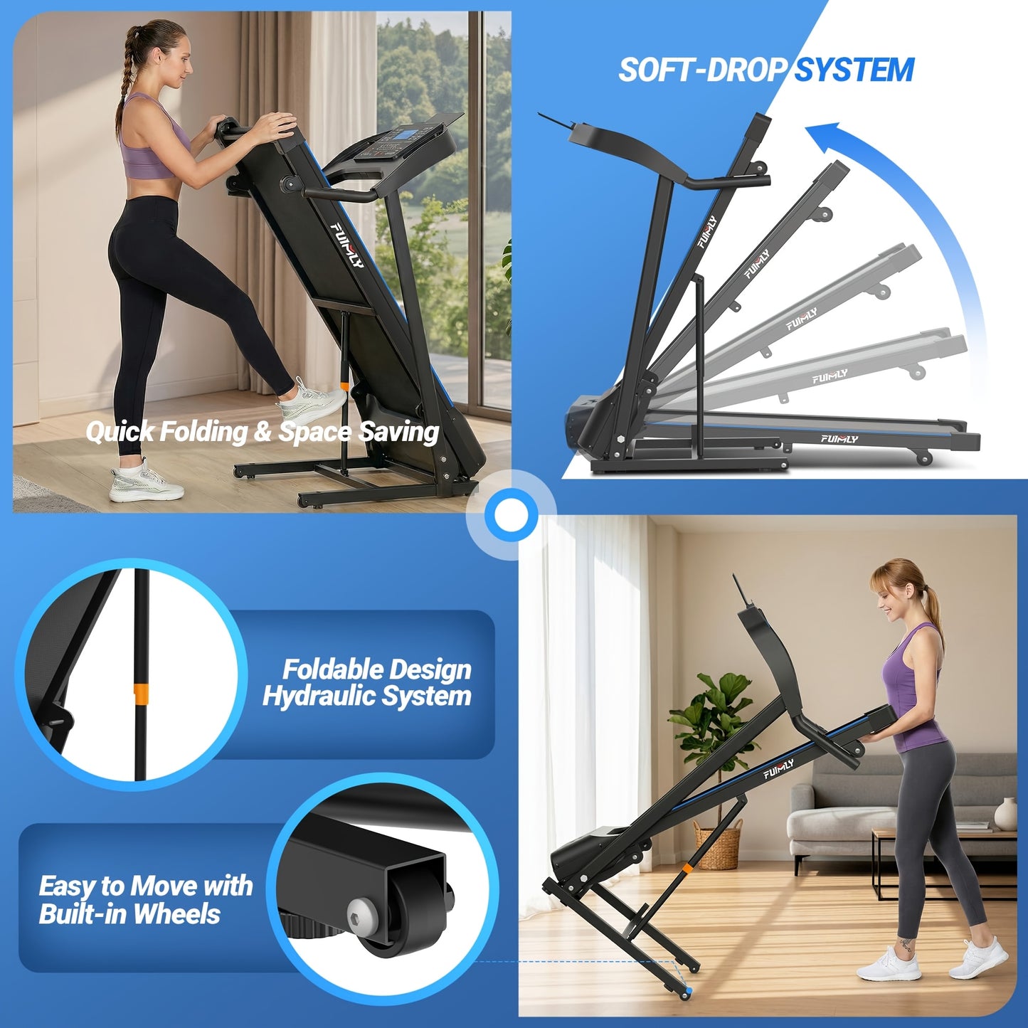 4.5 HP Heavy Duty Folding Treadmill for Home, 400 Lb Weight Capacity Running Machine with 20% Auto Incline, Smart Data Monitor, Advanced Shock Absorption & Large LED Display