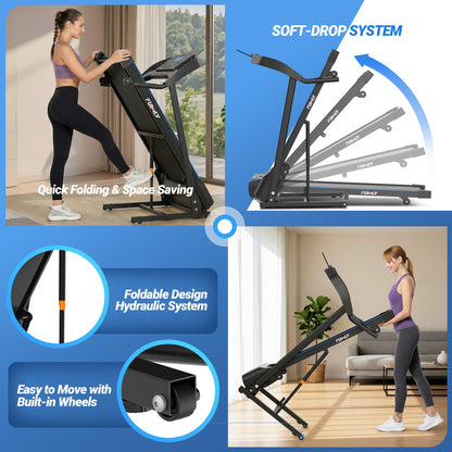 4.5 HP Heavy Duty Folding Treadmill for Home, 400 Lb Weight Capacity Running Machine with 20% Auto Incline, Smart Data Monitor, Advanced Shock Absorption & Large LED Display
