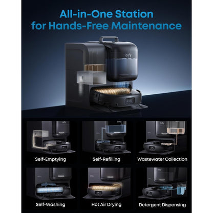 E28, Portable Deep Cleaner for Carpet, HydroJet System with Roller Mop, All-in-One Robot Vacuum and Mop Combo, Corner-to-Edge Cleaning (Renewed)