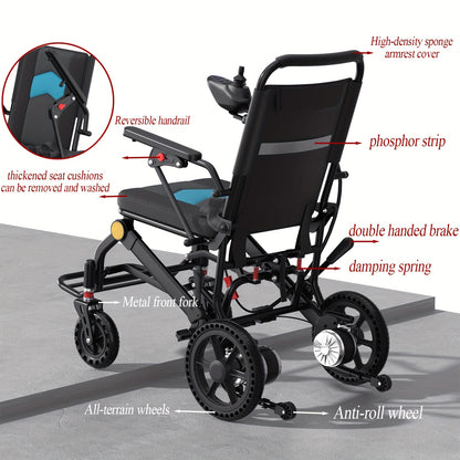 500W Motor Portable Electric Wheelchair Foldable for Adults Seniors, Intelligent Power Wheelchairs Motorized Wheelchair All Terrain Power Chair, Outdoor Wheelchair, Mobility Aid, Easy Storage, Lightweight Design, Smooth Mobility, Durable Construction