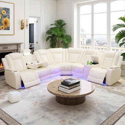 lack Beige Breathable Leather Sofa, Living Room Multifunctional Lounge Chair Sofa Set Suitable for Living Room, Villa, Apartment, Office, Special Price Sofa Bed, Multi Person Long Sofa, Lazy Sofa Set with Hidden Storage Function