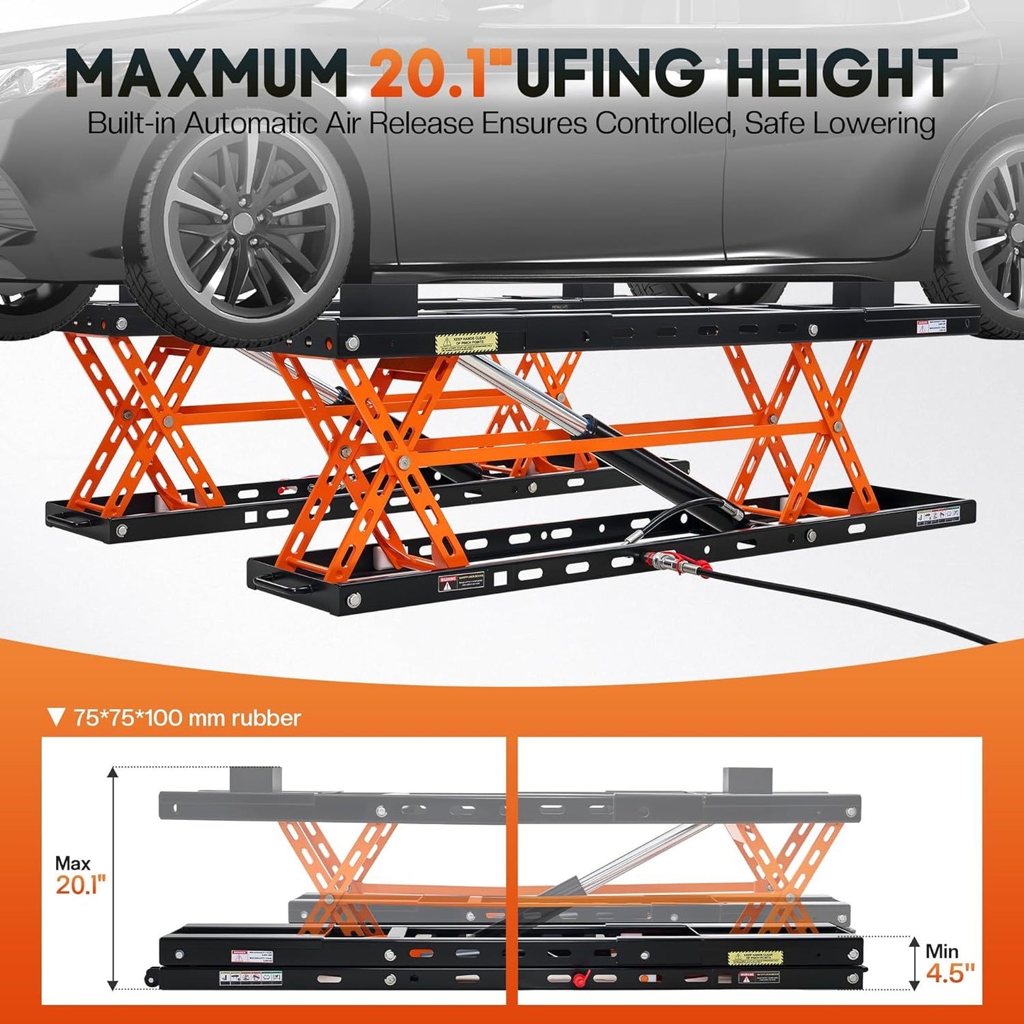 7000lb to 8000lb car lift designed for home garage workshop auto repair, suitable for sedan SUV pickup and most universal vehicles, ideal for maintenance inspection and underbody work.