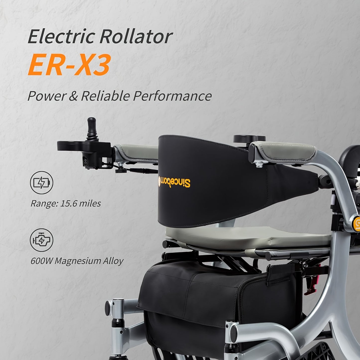 Sinceborn 4-In-1 Electric Rollator - Versatile Mobility Aid with Seat, Lightweight Foldable Transport Wheelchair And Drive Walker for Seniors