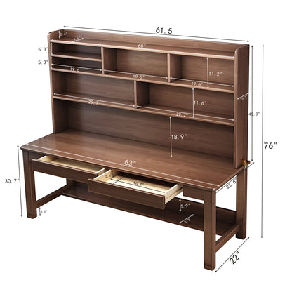 Solid Wood Desk And Cabinet Set with Drawers,Integrated Desk And Bookshelf, Under-desk Storage Rack, And Desk Cabinet. Simple Design,Lightweight, Versatile, Detachable, Suitable for Any Location, No Additional Decorations Required
