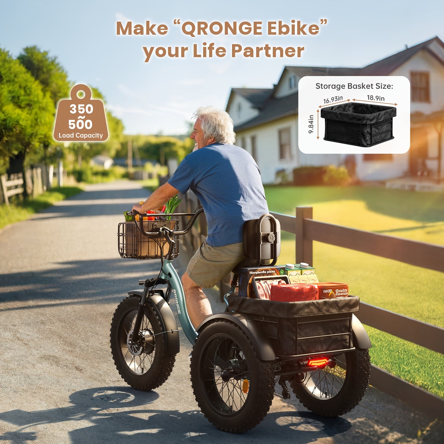 Adult Electric Tricycle, 20" Fat Tire Foldable Electric Tricycle with 749W Brushless Motor, 36V 15Ah Removable Battery Ebike 55Miles Range, 19MPH Cargo Tricycle with Basket, Suitable for Farm Work/Commuting/Travel