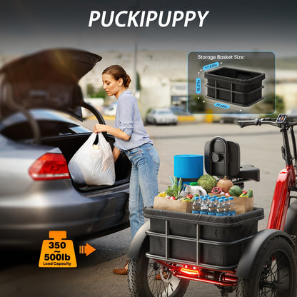 Electric Trike for Adult, Rear High-power Brushless Motor, 19MPH Commuter E-bike, 48V 18AH Cells Battery, Pickup Class 500 LB Load Electric Tricycle with 20" Tire And Large Basket, 60 Miles Range, for City And Mountain Road, Halloween Gift(Husky)