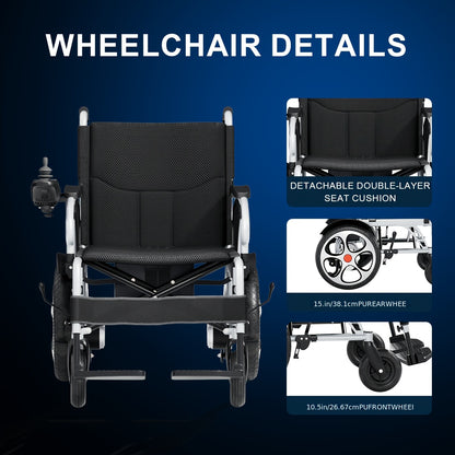 Aluminum Alloy Frame Electric Wheelchair, 24V 20Ah Lithium Battery, 500W Motor, 400 Lbs Weight Capacity, 17-inch Wheels, Foldable with Dual Brakes, And Thickened Integrated Backrest