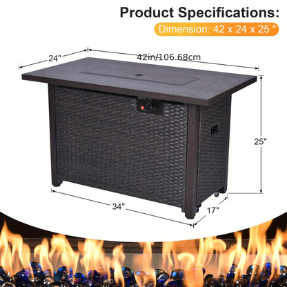 Outdoor Patio Furniture Set with Fire Pit Table, 13pcs Outdoor Furniture Set Patio Sectional Sofa W/42in Propane Fire Pit, PE Wicker Rattan Patio Conversation Sets