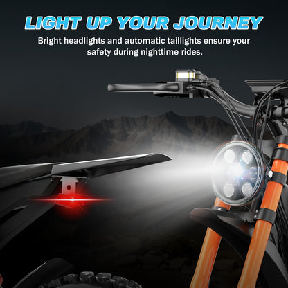 GT16 Electric Bike for Adults, 749W Peak Motor, 27.9MPH Max Speed, 48V 25A Removable Battery, Up to 75 Miles Long Range, LED Headlight & Taillight, 16" Tire Off-Road E-Bike