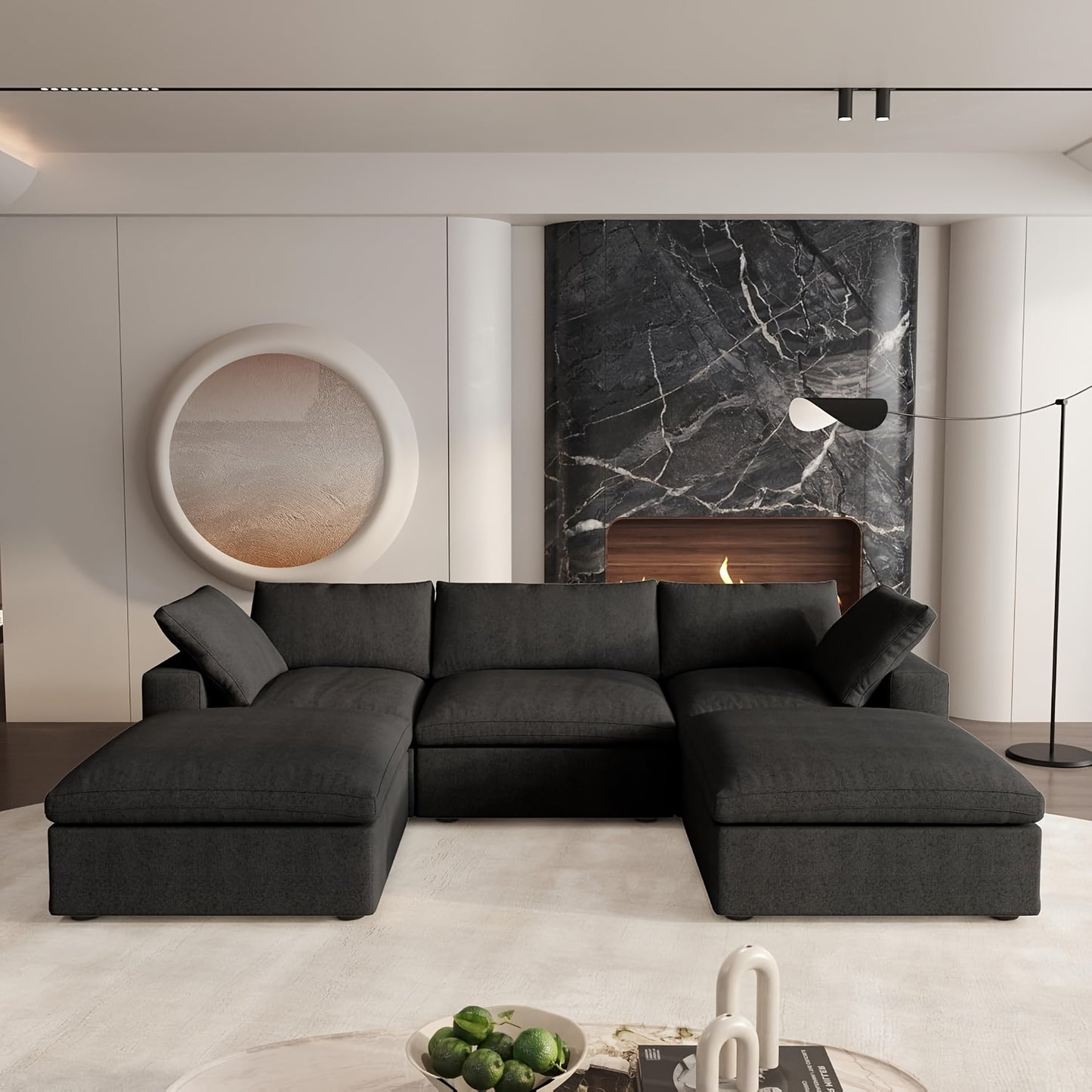Modular Sectional Sofa with Storage Ottomans, U-Shaped Design, Minimalist Style, Deep And Wide Convertible Couches for The Living Room, with Washable And Replaceable Covers