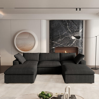 Modular Sectional Sofa with Storage Ottomans, U-Shaped Design, Minimalist Style, Deep And Wide Convertible Couches for The Living Room, with Washable And Replaceable Covers