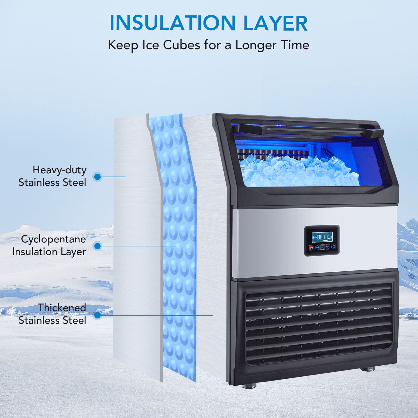 Countertop Ice Maker with Smart Control Panel, Durable and Stylish Design for High-Efficiency Ice Production
