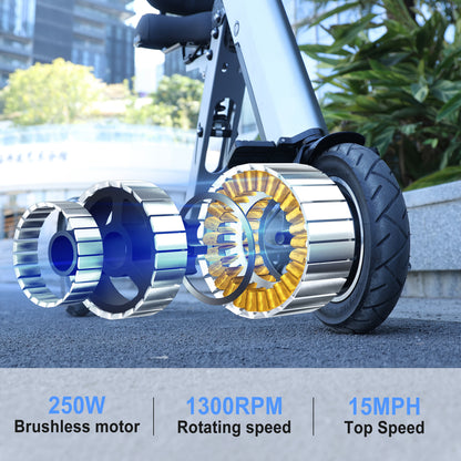 10-Inch Folding Electric Tricycle (With Adult Backrest Seat), an Electric Scooter Equipped with a 36V 7.8Ah Removable Battery, Featuring Reverse Assist And 3-Speed Gear Adjustment