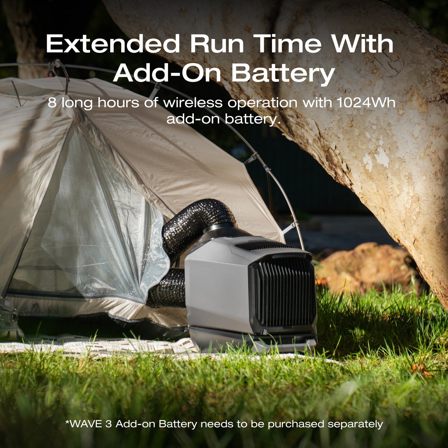 20W GaN Charger with WAVE 3 Portable Air Conditioner and Add-on 1024Wh Battery (Separate Shipment), HyperSpeed Climate Control, 1000W Fast Charging in 75 mins, 8H Wireless Running