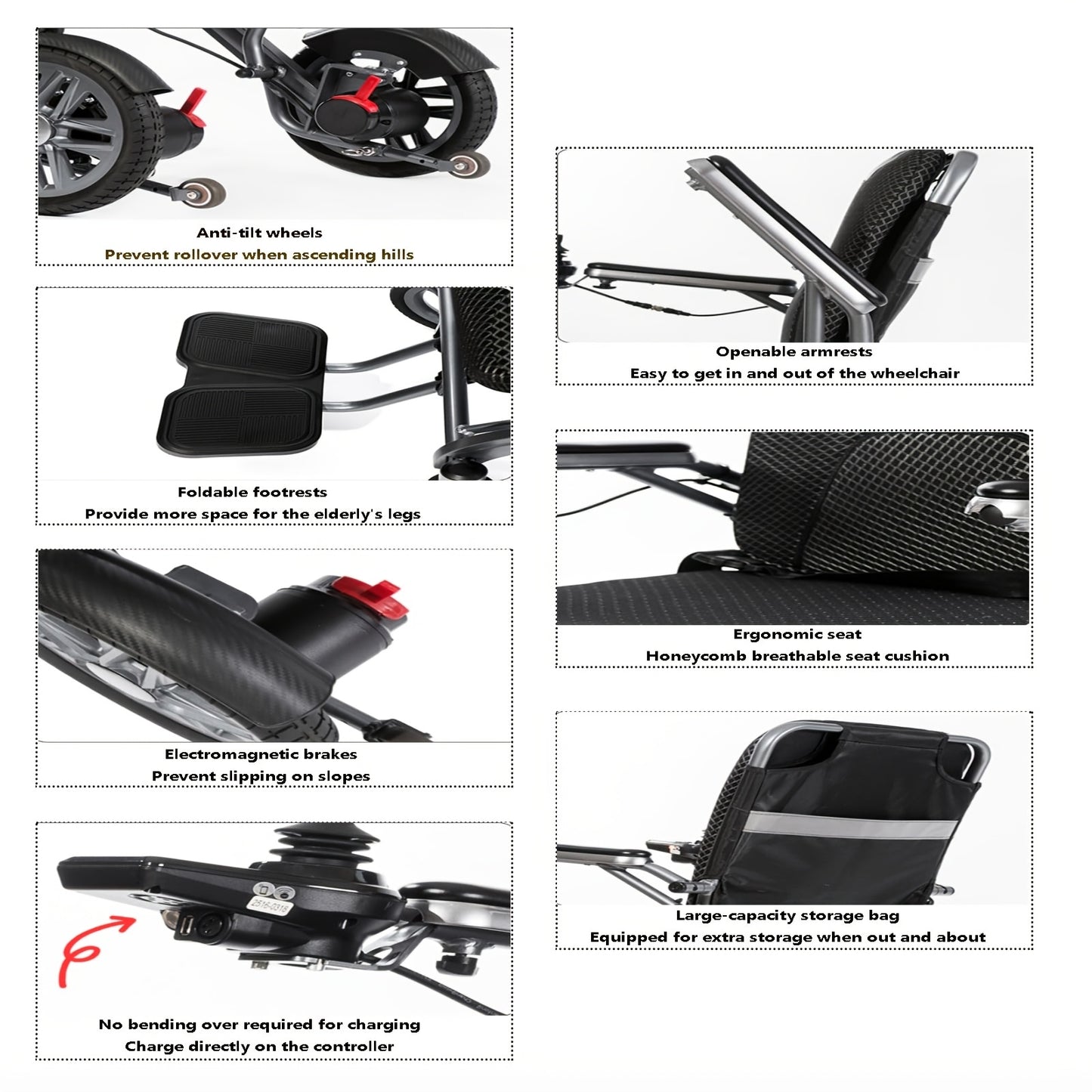 Lightweight Folding Electric Wheelchair - a Smart Automatic Aluminum Alloy Wheelchair Designed for The Elderly And Disabled