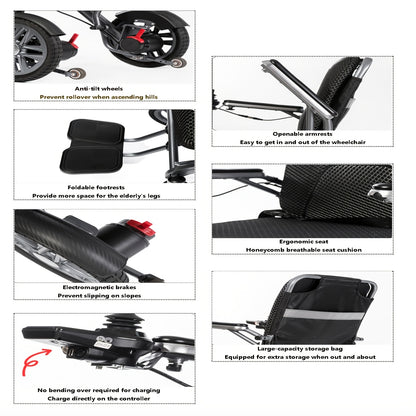 Lightweight Folding Electric Wheelchair - a Smart Automatic Aluminum Alloy Wheelchair Designed for The Elderly And Disabled